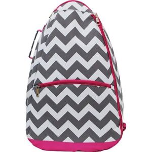 N.GIL ~Tennis Racket Backpack~ Bag~ Tote~ Grey Chevron