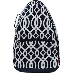 N.GIL ~Tennis Racket Backpack~ Bag~ Tote~ Navy Vine Pattern