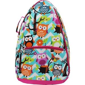 N.GIL ~Tennis Racket Backpack~ Bag~ Tote~ Aqua Owl