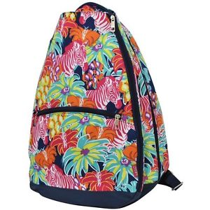 N.GIL ~Tennis Racket Backpack~ Bag~ Tote~ Floral Zebra