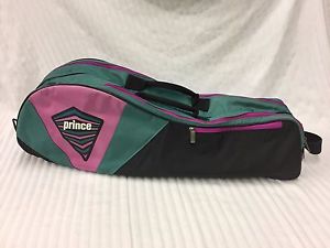 Rare Prince Vintage Tennis Bag - Holds 6 Rackets - Multi colored Pink + Green