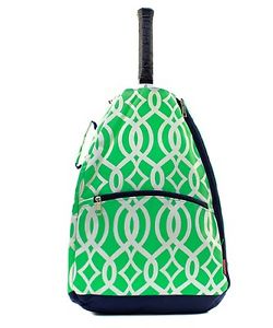 N.GIL ~Tennis Racket Backpack~ Bag~ Tote~ Mint Vine Pattern