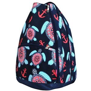 N.GIL ~Tennis Racket Backpack~ Bag~ Tote~ Sea Turtle Anchor Pattern