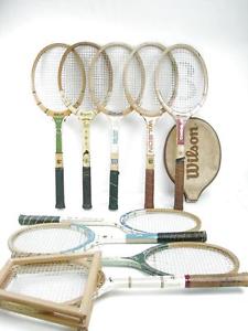 Lot of 9 Vintage Tennis Wooden Racket Wilson Slazenger Borg Masterbuilt Spalding