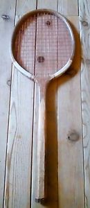VINTAGE TENNIS RACKET WOODEN-HANDLED PATECA JUNIOR SIZE BRITISH INDIA