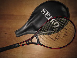 Seiko Black Panther Aluminum Tennis Racquet 4-3/8 w/ Original Cover - Rare