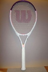 WILSON "HOPE" ADULT TENNIS RACKET PINK, BURGUNDY, WHITE, 4 1/4 L2