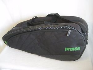 Prince 6 Pack Black Padded Tennis Racquet Bag Free Shipping