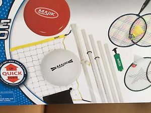 Majik 4 Backyard Games Combo Set (Badminton - Volleyball - Smash Rackets - Flyin