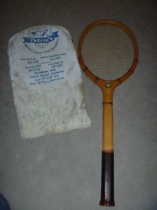 Vintage Magnan Lightning Wooden Tennis Racket with Vtg Cover Petries Sports WOW