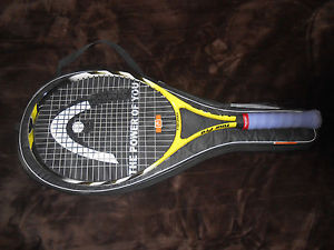 HEAD TOUR PRO TENNIS RACQUET NICE 4 1/2  NICE YELLOW & BLACK WITH BAG
