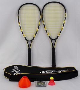 Speedminton Badminton Racquet Racket S70 Aluminum Set w Carry Case Bag Yellow Bl