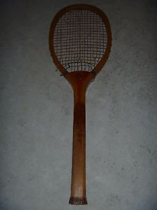 Vintage Antique 1900'S Spalding OVAL Tennis Racket W/ VINTAGE COVER PETRIES NICE