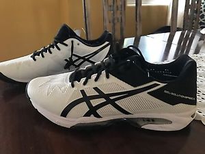 NEW! Asics Gel Solution Speed 3 Sz 10.5 White-Black-Silver Tennis-Running