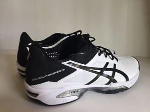 NEW Men's Asics Gel Solution Speed 3 Tennis size 9 White/Black/Silver image 1