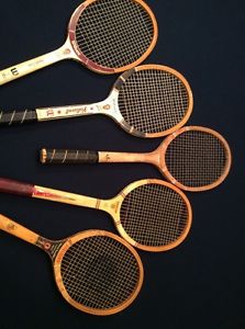 Lot Of 5 Wooden Tennis Raquets