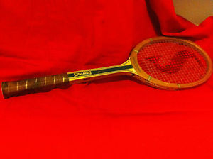 Tennis Racket All White Ashbow Wood Spalding Pancho Gonzales Autograph