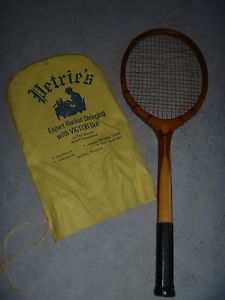 VTG Cortland Smoke Tone Wood Tennis Racket WITH VTG COVER NICE MULTIGRAIN