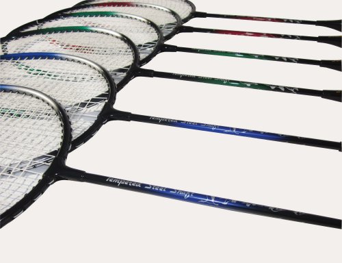 sportime tempered steel badminton racquets and carrying bag - set of 3 pairs -