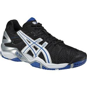 NEW Men's Asics  GEL Resolution 5 Tennis Shoes - Black/White/Blue