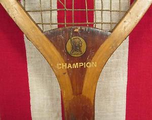 Vintage Spalding Wood Tennis Racquet Champion Antique early 1900s Great Display