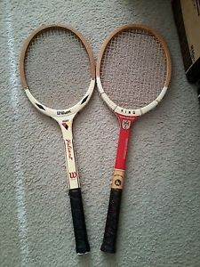 2 Wood Tennis Racquets - Wilson Jack Kramer Valiant & King Court Master - 4 1/2"