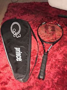 PRINCE O3 Red Titanium Triple Threat Mid Plus Tennis Racquet  4 3/8