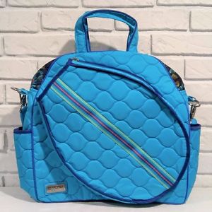 Cinda B Tennis Tote Bag in Bora Bora Aqua, Quilted, Water Resistant Machine Wash