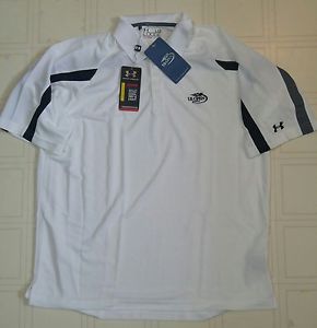 NWT UNDER ARMOUR 2011 US OPEN TENNIS SHORT SLEEVE WHITE POLO SHIRT MENS L LOOSE