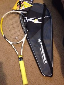 Pro Kennex Kinetic Yellow & White Tennis Racquet with Carrying Case