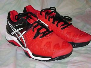 ASICS Gel-Resolution Tennis Shoe, Men's 8, Red/Black/White E503Y