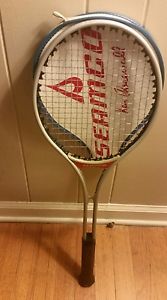 SEAMCO KEN ROSEWALL ALUMINUM TENNIS RACKET AND COVER. AUTOGRAPH
