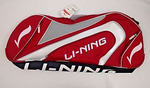 NEW Red & Silver Li-Ning Triple Badminton Racket Bag (Holds 3 rackets) US SELLER