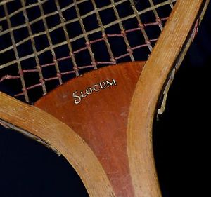 Vintage Wood 1905 Patent Wedge Spalding SLOCUM Tennis Racket w/ Large Head