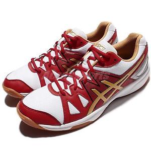 Asics Gel-Upcourt Red Gold Men Indoor Badminton Volleyball Shoes B400Q-0194