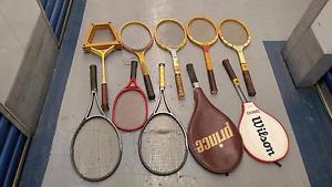Lot of 10 Tennis Rackets (Wilson, Dunlop, Spalding, Prince etc)  Vintage