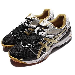 Asics Gel-Rocket 7 Black Gold Men Badminton Volleyball Shoes Sneakers B405Q-9094