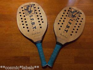 VINTAGE I.F.B.T PROFESSIONAL BEACH TENNIS WOOD PADDLES/RACQUETS PAIR.