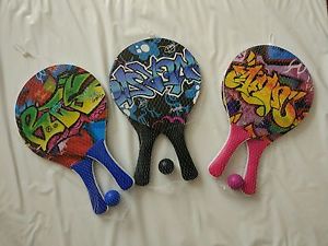 PADDLES ISRAEL RACKET BALL GAME ISRAELY WOODEN BEACH "MATKOT" SMASHBALL WOOD FUN