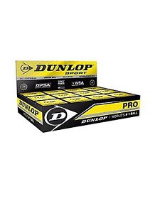 Dunlop Pro Double Yellow Dot (2 Dot) Squash Balls 1 Dozen -Fast Free US Shipping