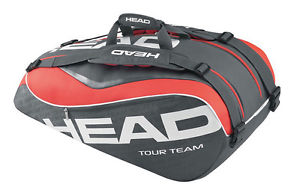 Head Tour Team 9R Super Combi Gray 2 Sports Tennis Bag Backpack Pack 283215-BK