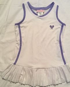 Little Miss Tennis  Girls Classic White & Mauve Tennis Dress sz 5/6