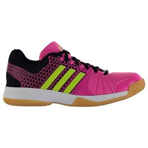 adidas Ligra 4 Indoor Court Shoes Womens Pink/Lime Sports Trainers Sneakers