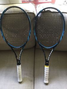 2 Dunlop Biomimetic 200 4 1/4 Tennis Racquets With Black Widow 17 strings.