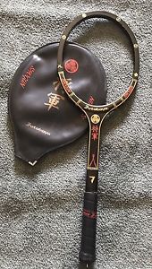 Vintage 1980s FUTABAYA SLIM Wooden Tennis Racket w Original Cover Made in Japan