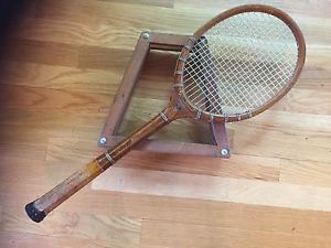 Vintage Spalding-Lamina Wood Tennis Racquet Racket + Wooden Press HEXAGON Shape