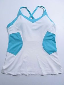 Fila Platinum, Tennis Cami Tank, White, Teal Pirahna, Sz. Medium