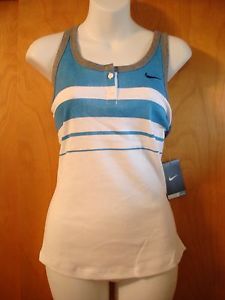 NEW Nike 480516 Women's Dri-Fit Tennis Running Shirt Tank Top White Blue NWT
