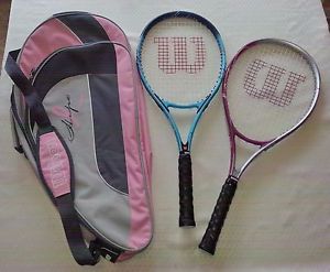 Wilson HOPE Tennis Racquets Lot of 2 - Pink/Blue 4 1/8 and 4 3/8 w/Case