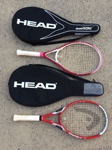 LOT of 2 Head Metallix 2 & Airflow 5 Tennis Racquets Racquet Pink & Red w/ Cases